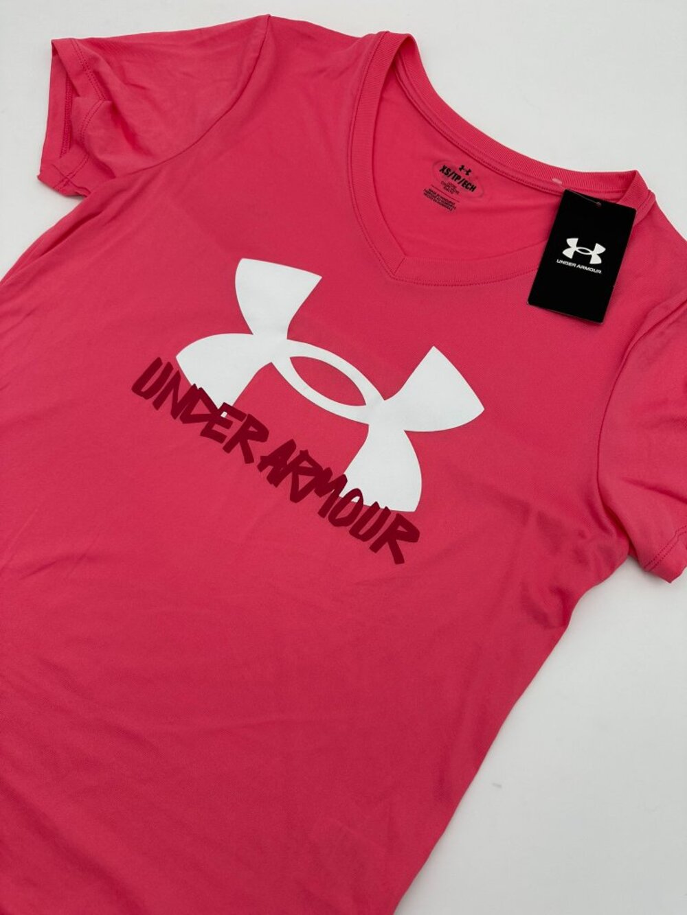 Under Armour Women's Tech Marker UA Logo Short Sleeve T-Shirt, Size XS, Pink